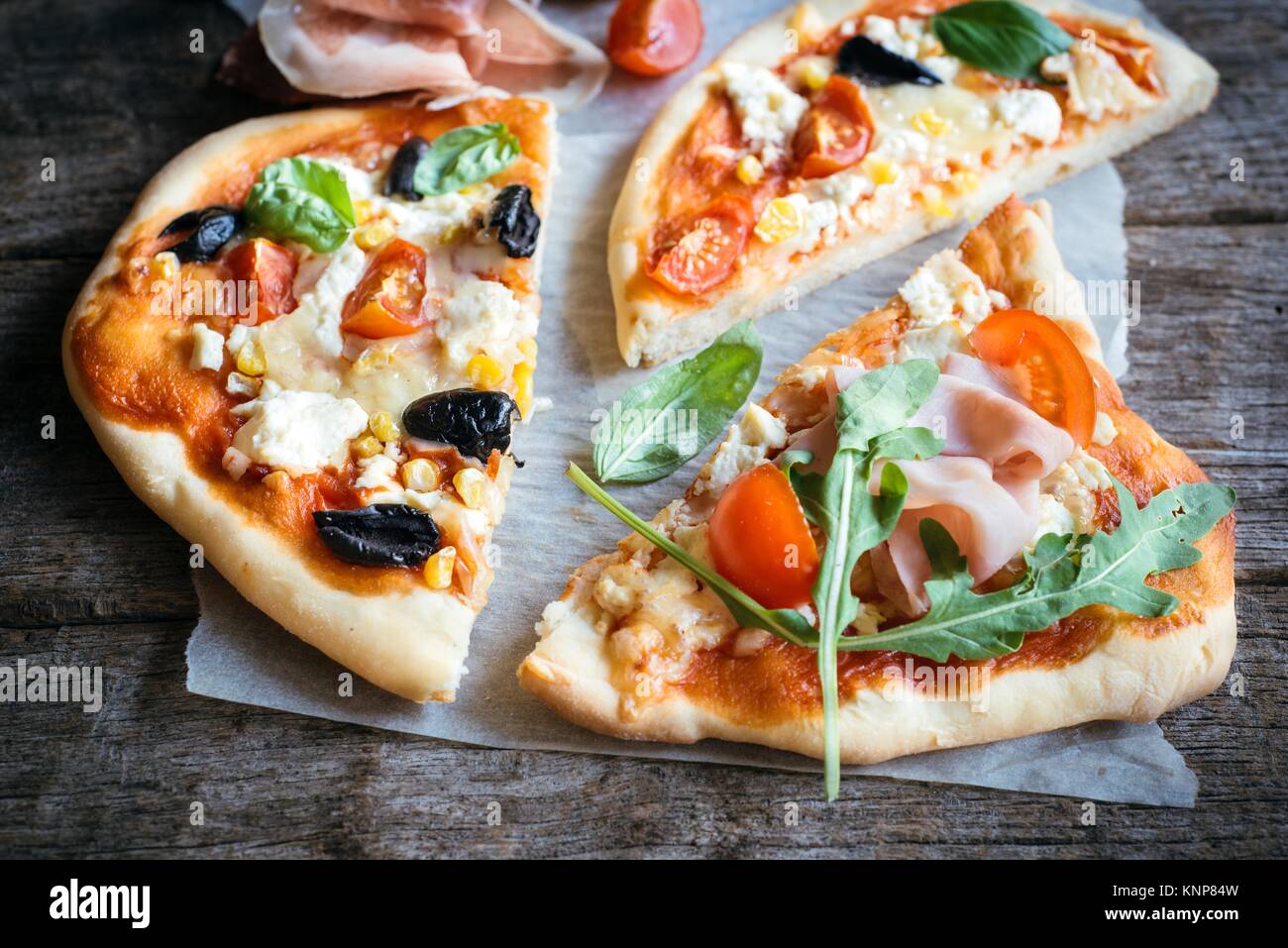Mini pizza fette Foto Stock