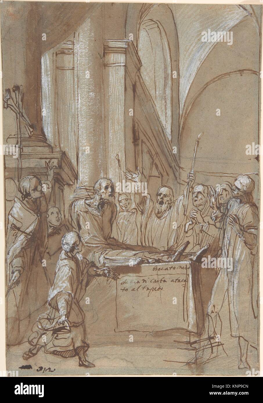 Raymond Diocrès parlando durante il suo funerale (dalla vita di san Bruno di Colonia). Artista: Daniele Crespi (italiano, Busto Arsizio 1597/1600-1630 Foto Stock