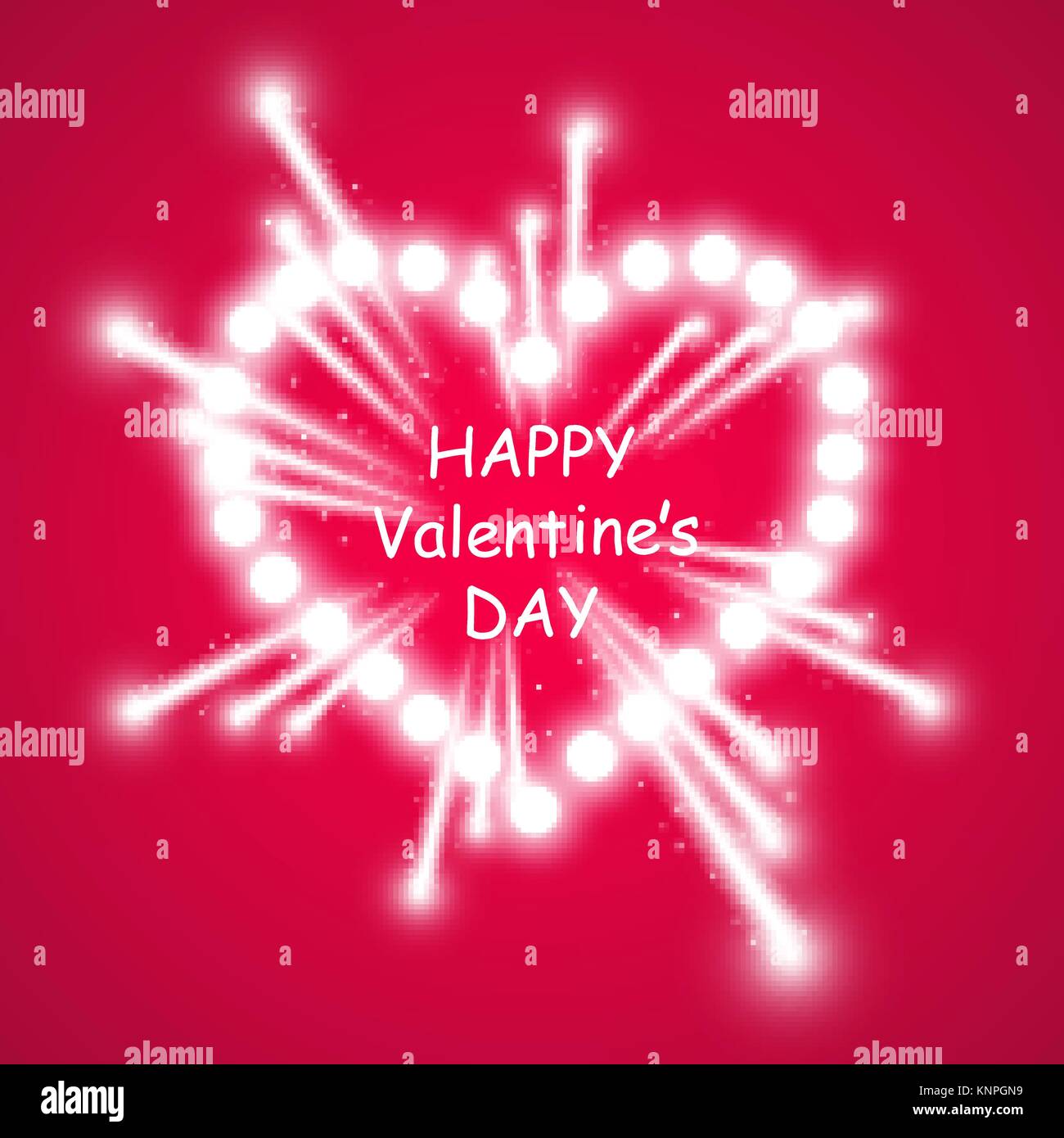 Cuore delle lampade ith fuochi d'artificio luminoso su sfondo rosa. Valentines Day card. Cuore con iscrizione ti amo. Illustrazione Vettoriale Illustrazione Vettoriale