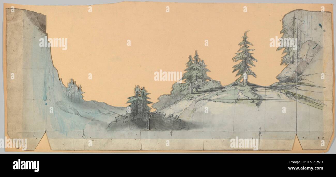 Progettare un set di tavole. Artista: Eugène Cicéri (francese, Parigi 1813-1890 Fontainebleau); Data: 1830-90; classificazione: Disegni Foto Stock