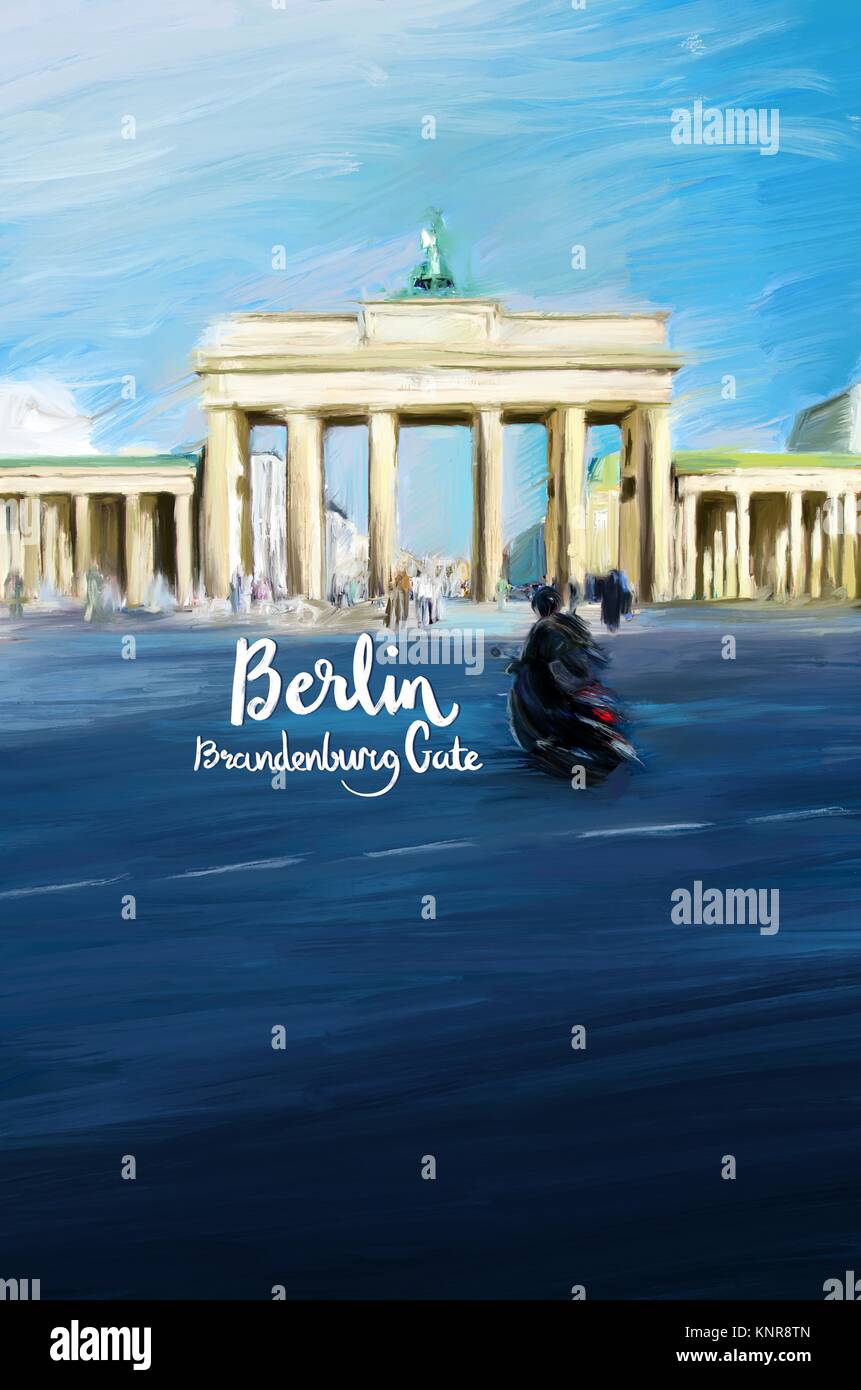 Berlin Brandenburg colorate opere d'arte Poster. Digital pittura ad olio. Foto Stock
