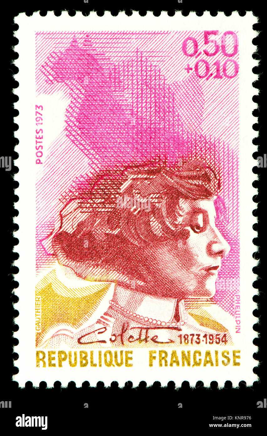 Il francese francobollo (1973) : Colette (Sidonie-Gabrielle Colette:1873 - 1954), romanziere francese nominato per il Premio Nobel per la letteratura nel 1948, au Foto Stock