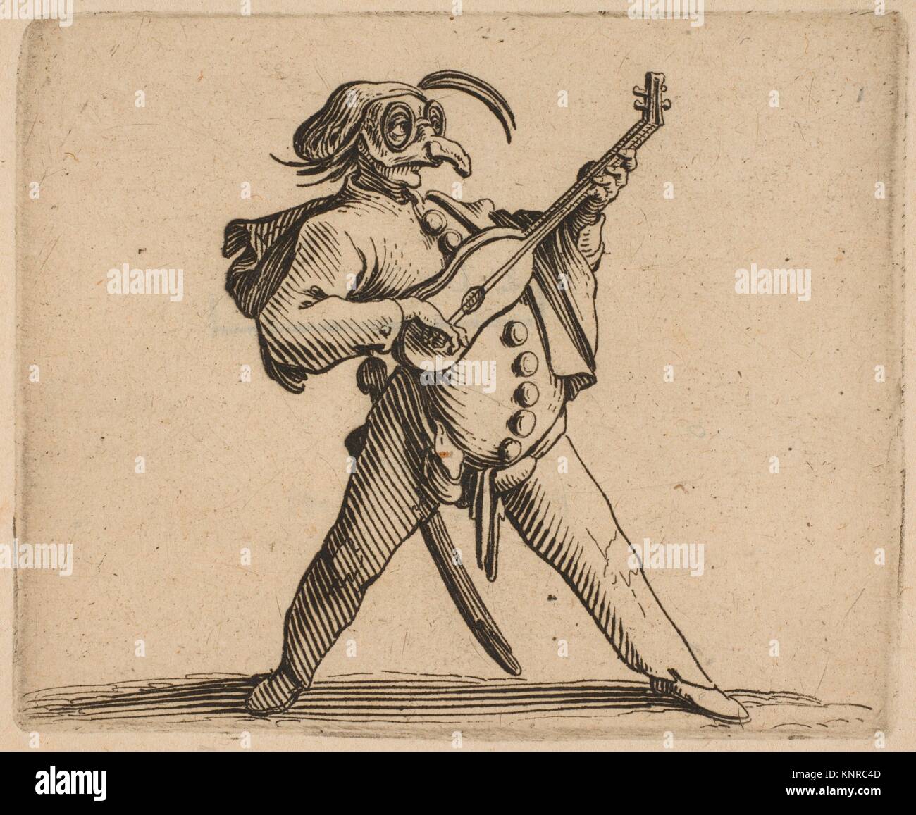 Le Comédien Masqué Jouant de la guitare (il comico mascherato a suonare la chitarra), da of figura Gobbi, suite appelée aussi Les Bossus, Les Foto Stock