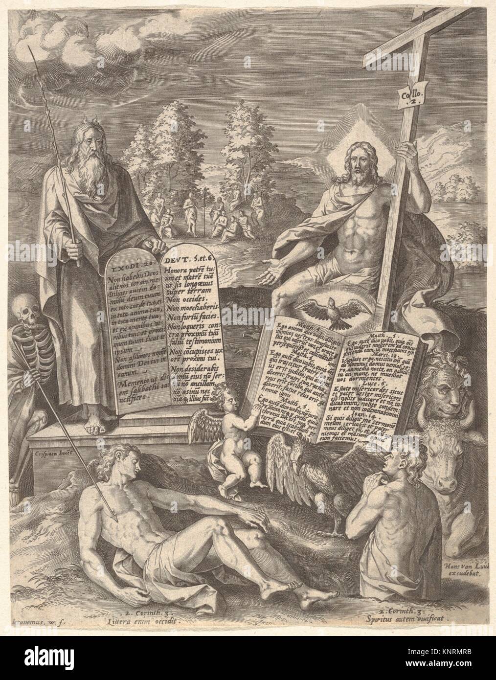 Allegoria della salvezza dell umanità (Allegoria della Legge antica e nuova). Artista: Hieronymus (Girolamo) Wierix (Netherlandish, ca. 1553-1619 Foto Stock