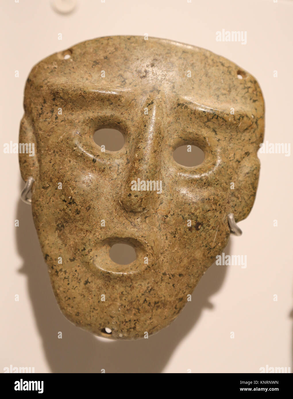 Mesoamerica. Precolombian. Maschera. Cultura Mezcala. Mezcala-Guerrero, Messico. 300-BC-300 AC. Museo di Cutures del mondo. Barcellona. Spagna Foto Stock