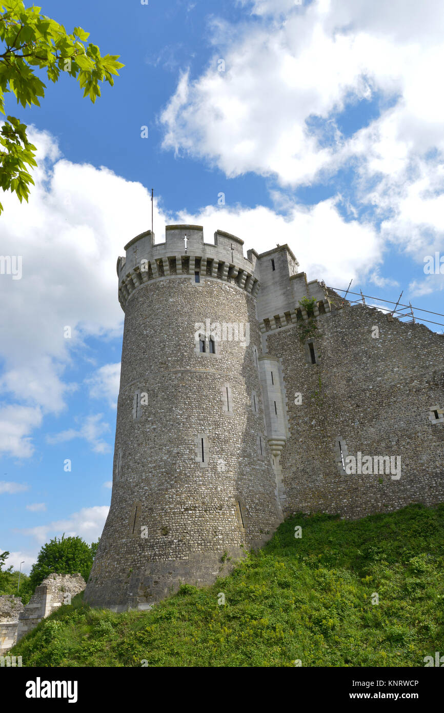 Moulineaux (Normandia, Francia settentrionale), Maggio 2015: castello medievale 'Chateau de Robert le Diable' Il castello fu costruito tra XI e XII ce Foto Stock