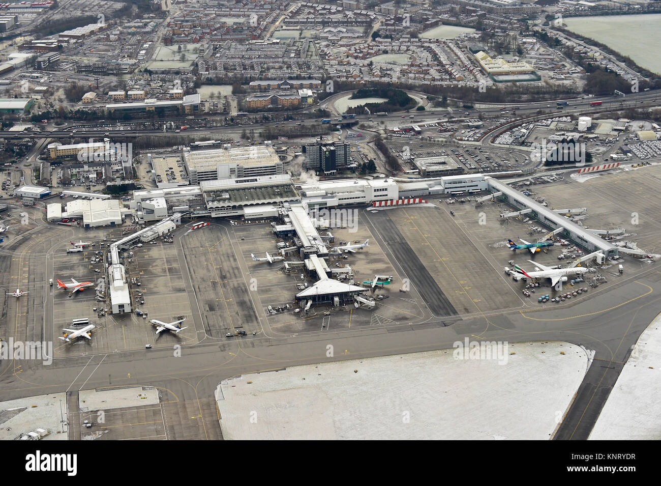 Vista aerea dell'Aeroporto Internazionale di Glasgow, Scozia Foto Stock