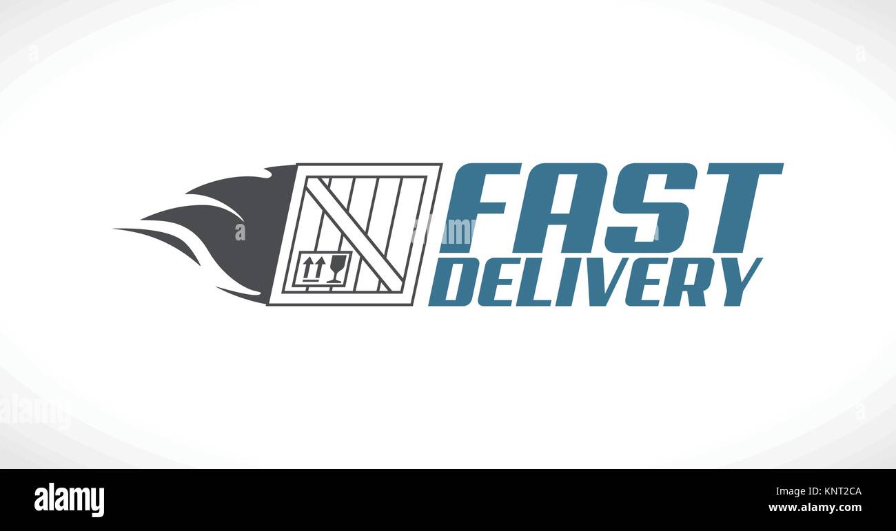 Consegna rapida concetto - fast consegnato il logo del pacchetto - stock illustrazione Illustrazione Vettoriale