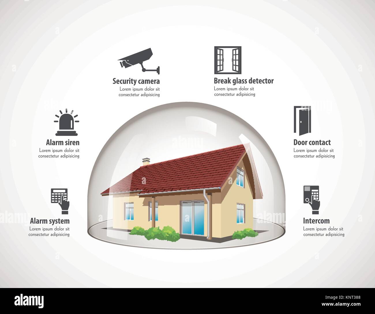 Cupola di vetro - Casa il concetto di protezione - stock illustrazione Illustrazione Vettoriale