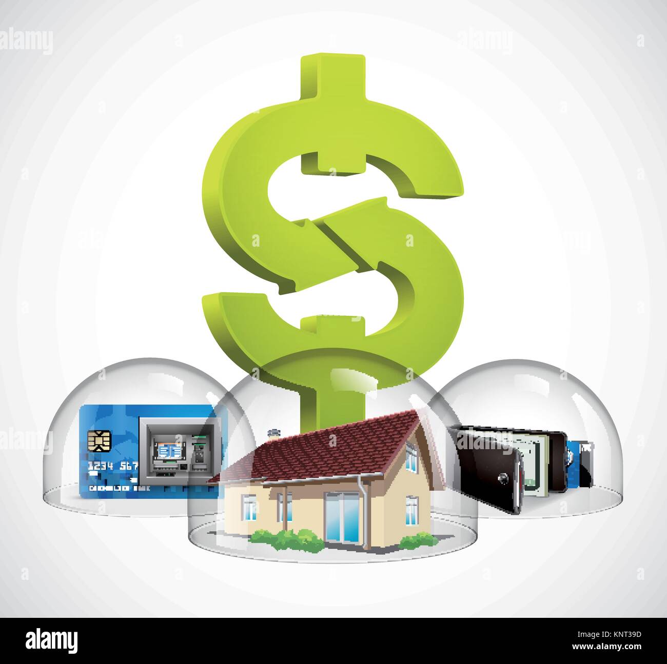 Cupola di vetro - il concetto di protezione - casa e denaro - stock illustrazione Illustrazione Vettoriale
