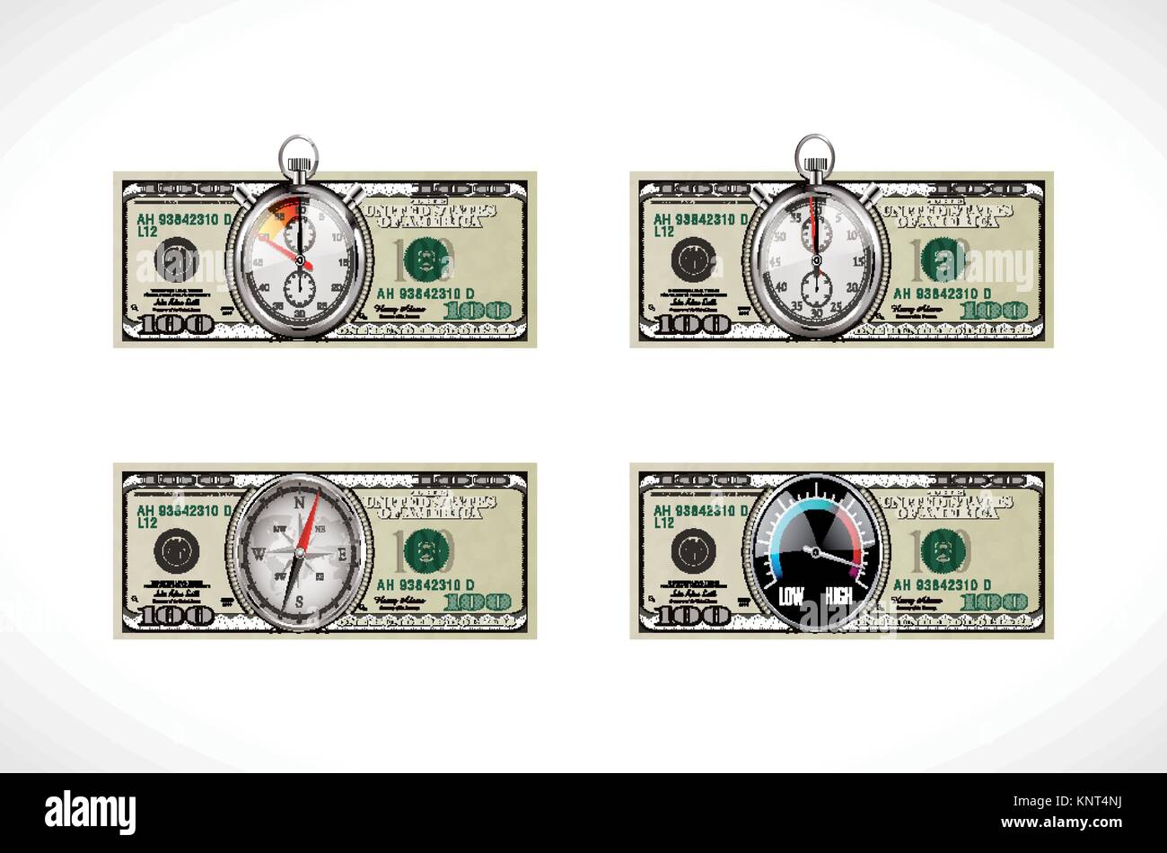 Un centinaio di dollari - valuta degli Stati Uniti - il tempo per il business Illustrazione Vettoriale