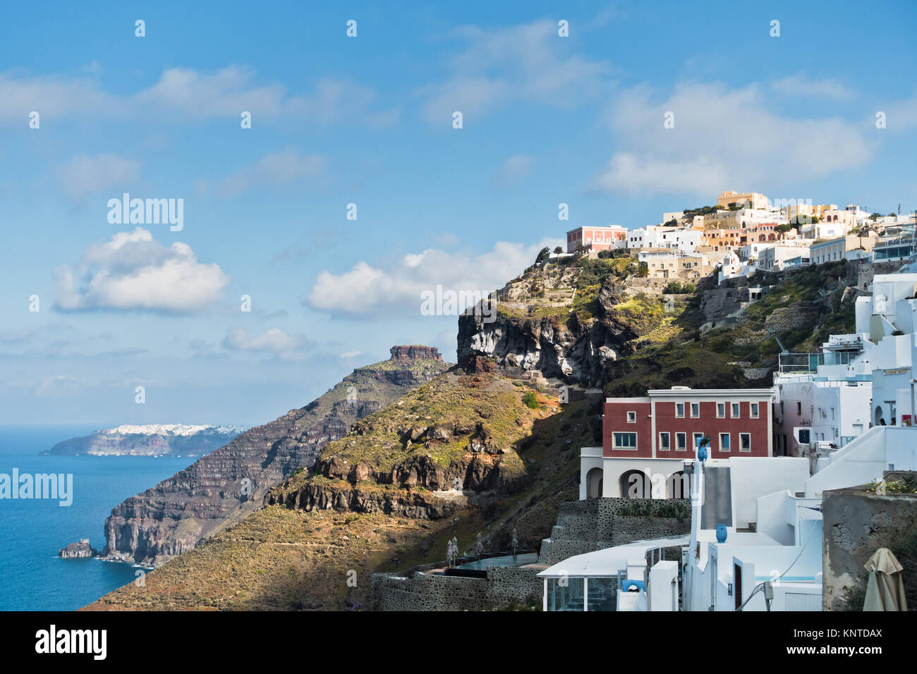 Vista sulla Caldera da Thira a Imerovigli a Santorini Island Foto Stock