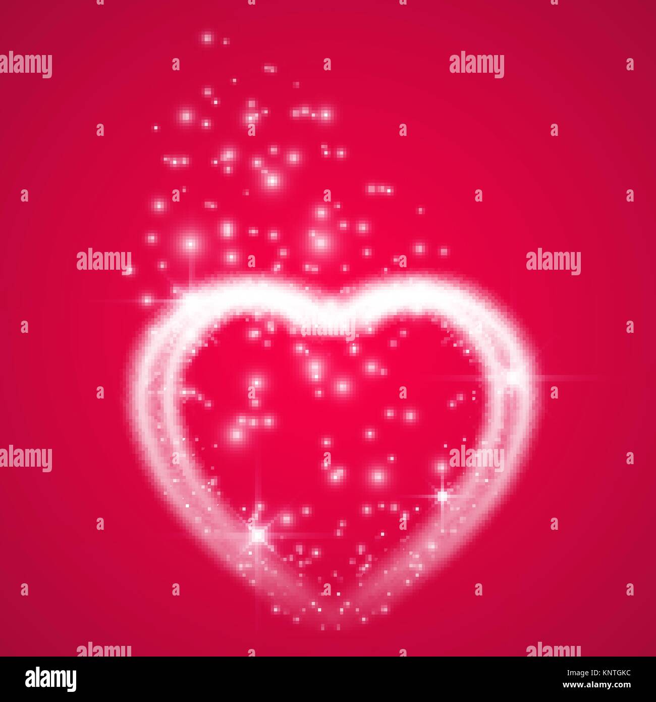 Happy Valentines Day greeting card. Io vi amo. 14 febbraio. Holiday sfondo con cuori con freccia, luce, stelle su backgraund rosa. Illustrazione Vettoriale Illustrazione Vettoriale