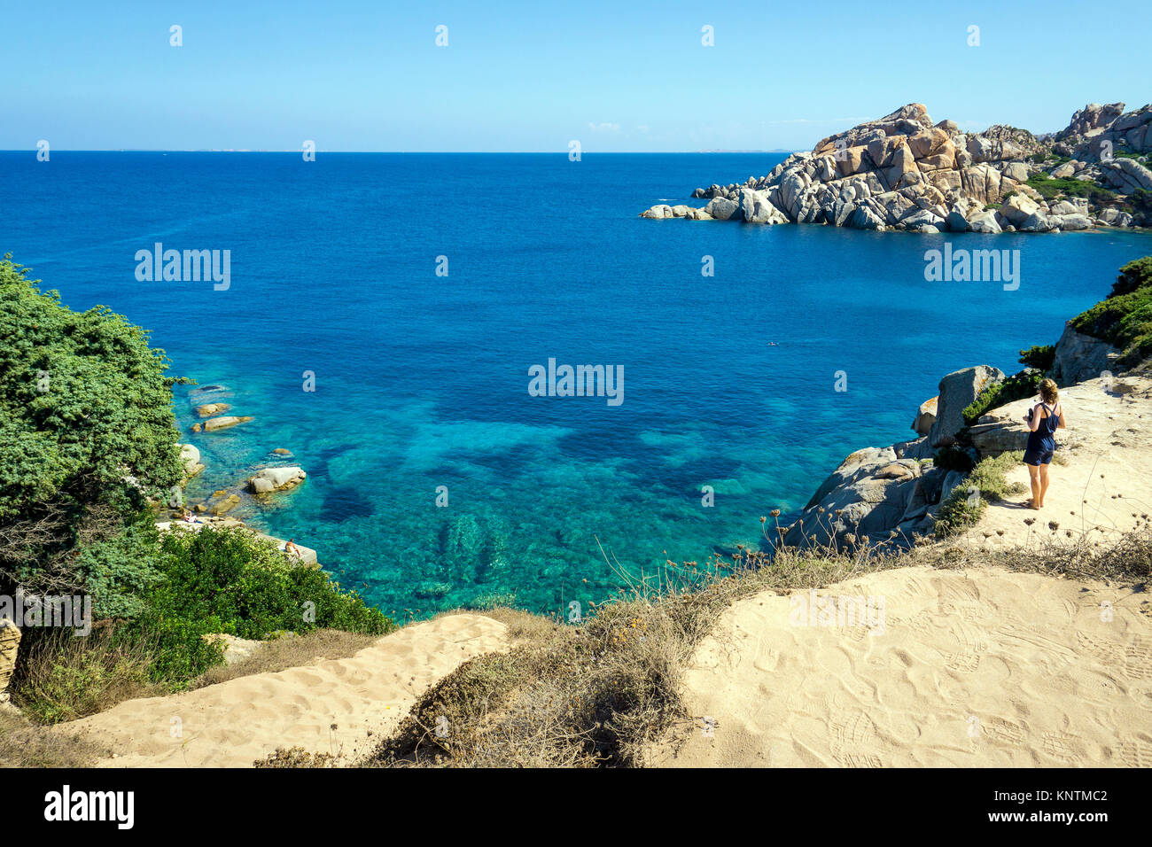 Costa idilliaco paesaggio di Capo Testa a Santa Teresa di Gallura, Sardegna, Italia, mare Mediterraneo, Europa Foto Stock