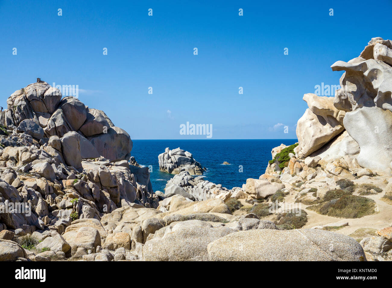 Il paesaggio costiero, massi di granito di Capo Testa a Santa Teresa di Gallura, Sardegna, Italia, mare Mediterraneo, Europa Foto Stock