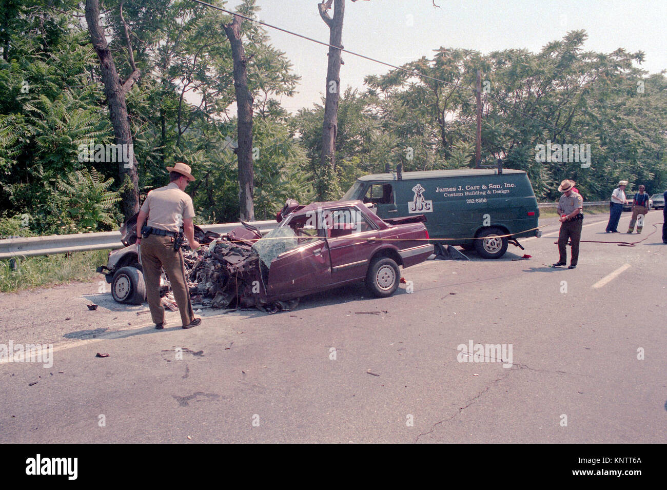 Polizia di Stato investigare un seious auto incidente di alloro, Maryland Foto Stock