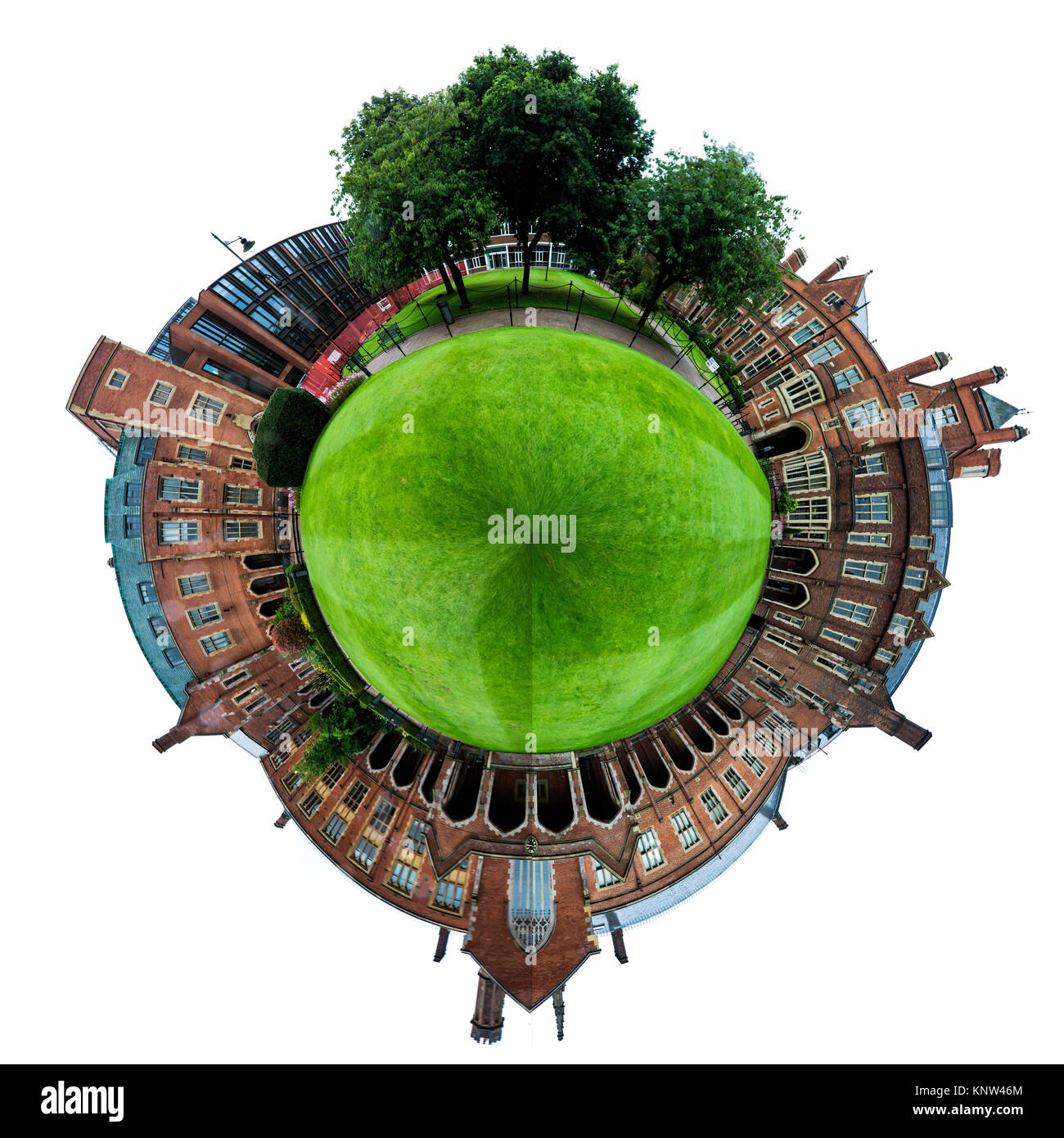 Queen's University di Belfast Quad Courtyard Abstract manipolazione del pianeta Foto Stock