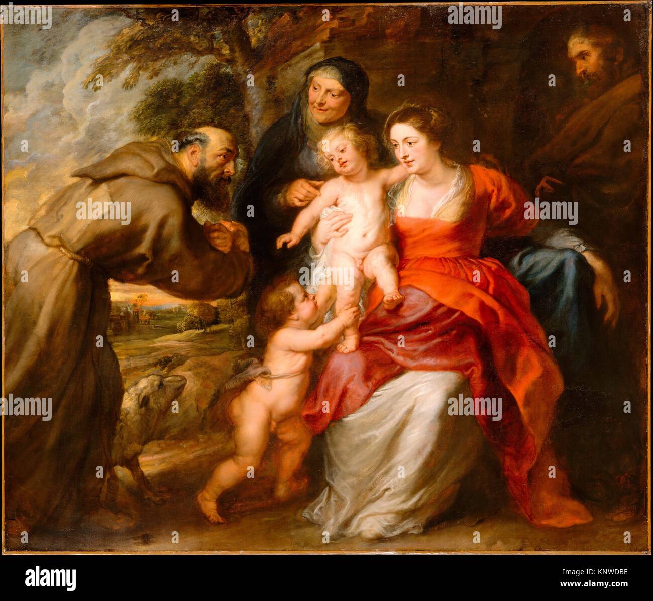 La Sacra Famiglia con i Santi Francesco e Anna e il Bambino San Giovanni Battista. Artista: Peter Paul Rubens (fiammingo, Siegen 1577-1640 Anversa); Foto Stock