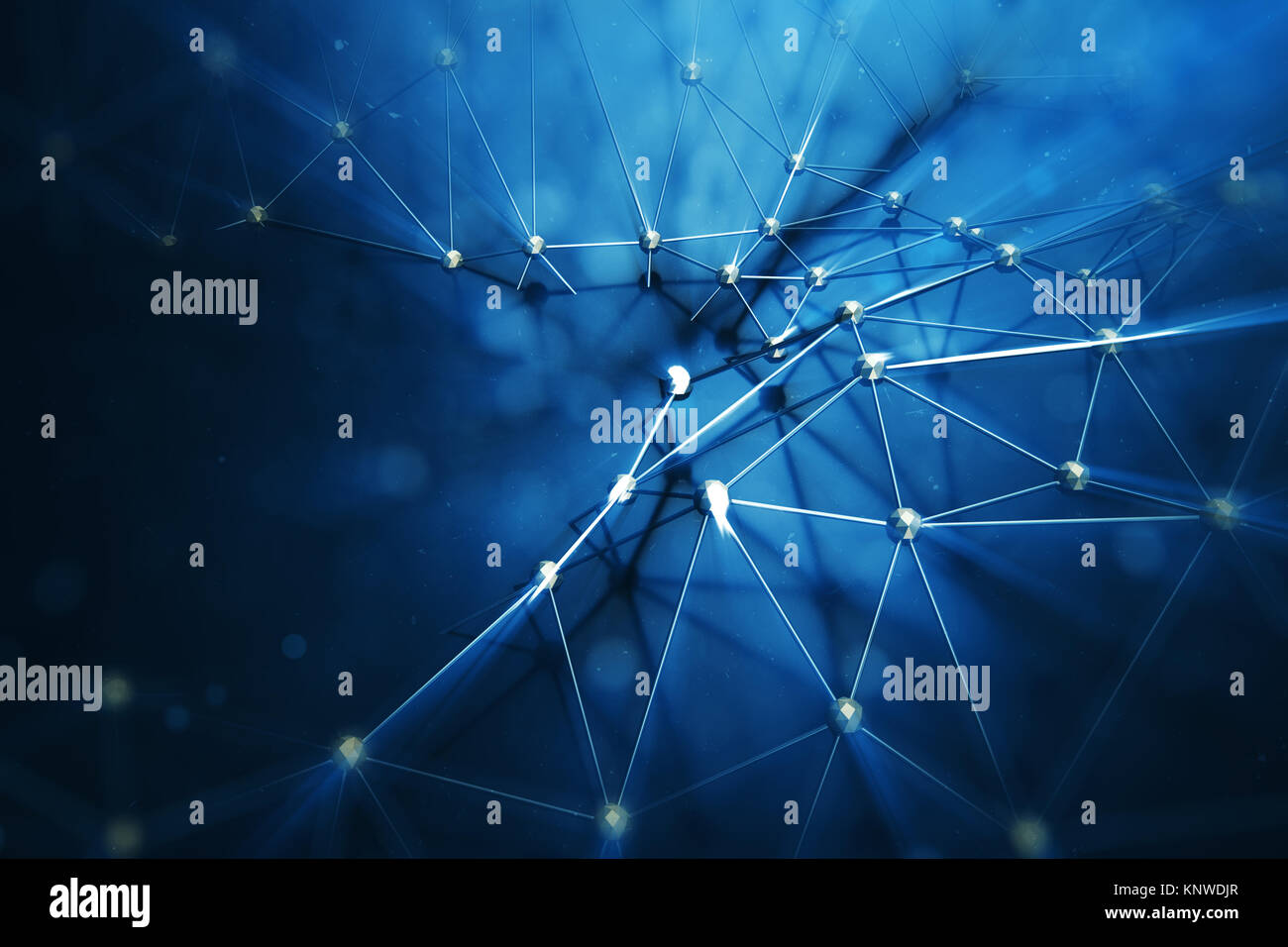 3D illustrazione astratta connessione bacgkround punti e linee di tecnologia. Struttura di collegamento. La scienza dello sfondo. Futuristico sfondo poligonale Foto Stock