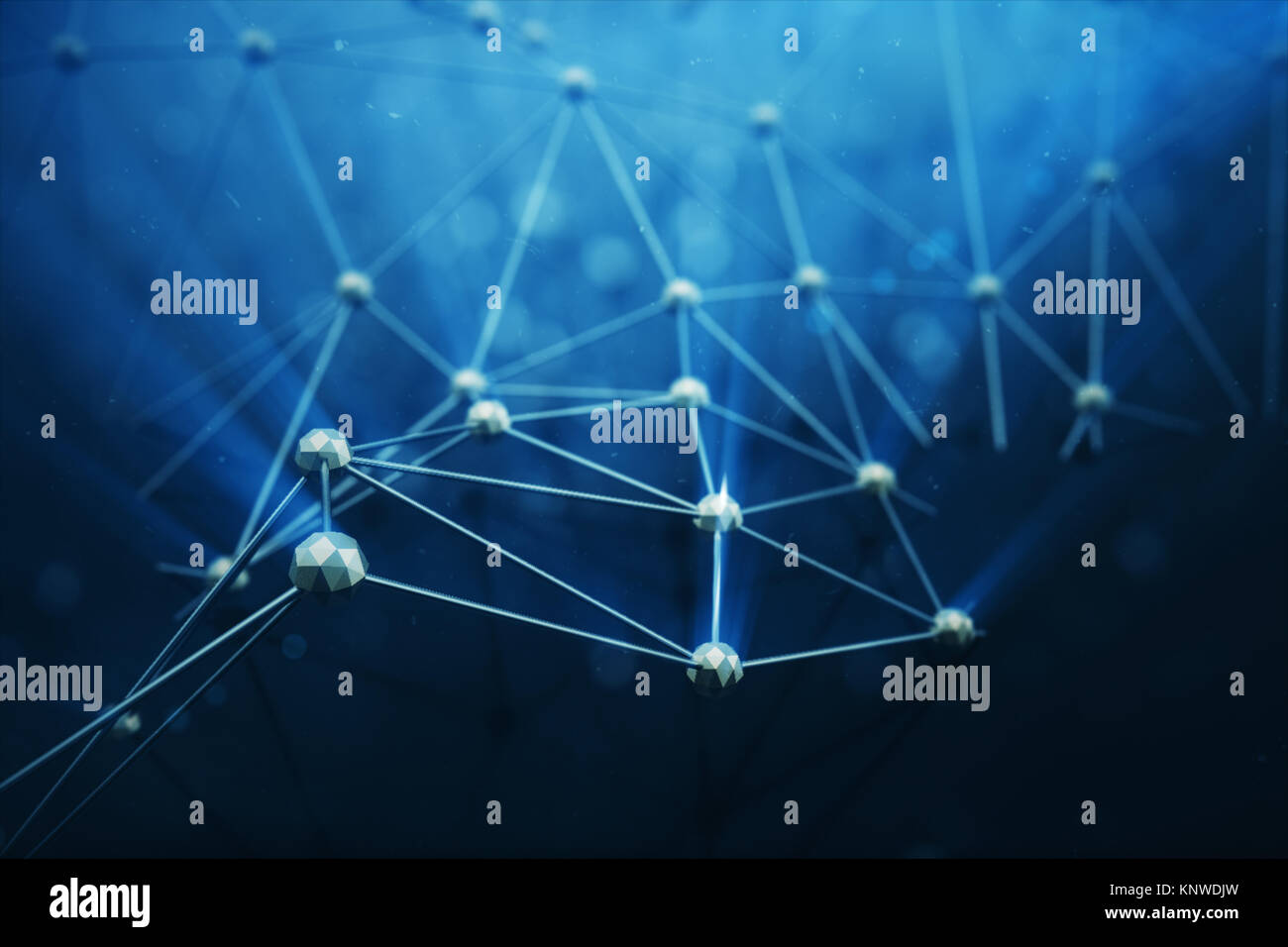 3D illustrazione astratta connessione bacgkround punti e linee di tecnologia. Struttura di collegamento. La scienza dello sfondo. Futuristico sfondo poligonale Foto Stock