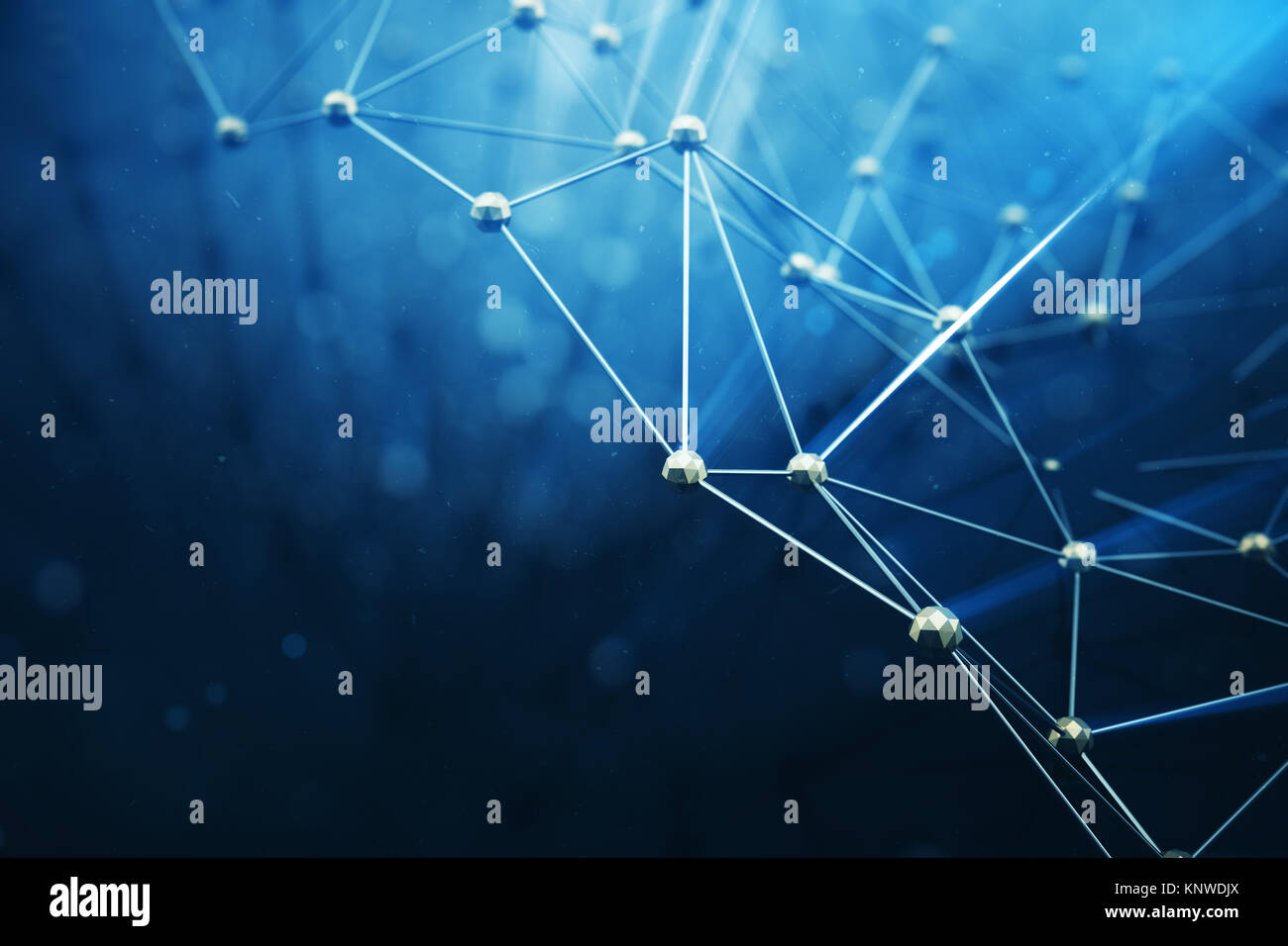 3D illustrazione astratta connessione bacgkround punti e linee di tecnologia. Struttura di collegamento. La scienza dello sfondo. Futuristico sfondo poligonale Foto Stock