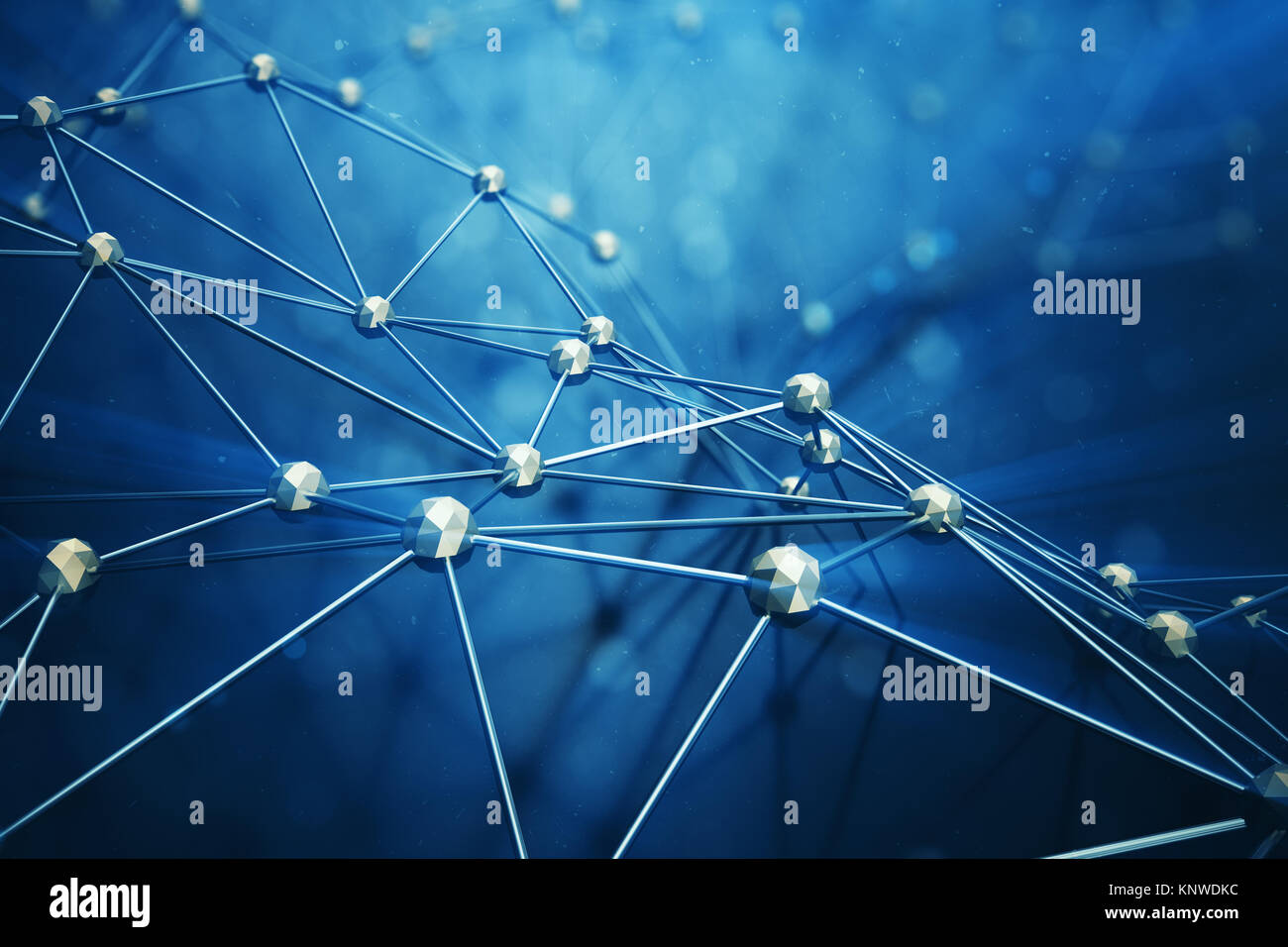 3D illustrazione astratta connessione bacgkround punti e linee di tecnologia. Struttura di collegamento. La scienza dello sfondo. Futuristico sfondo poligonale Foto Stock