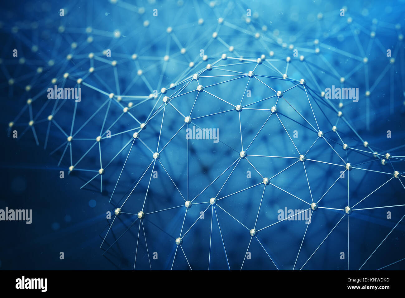3D illustrazione astratta connessione bacgkround punti e linee di tecnologia. Struttura di collegamento. La scienza dello sfondo. Futuristico sfondo poligonale Foto Stock