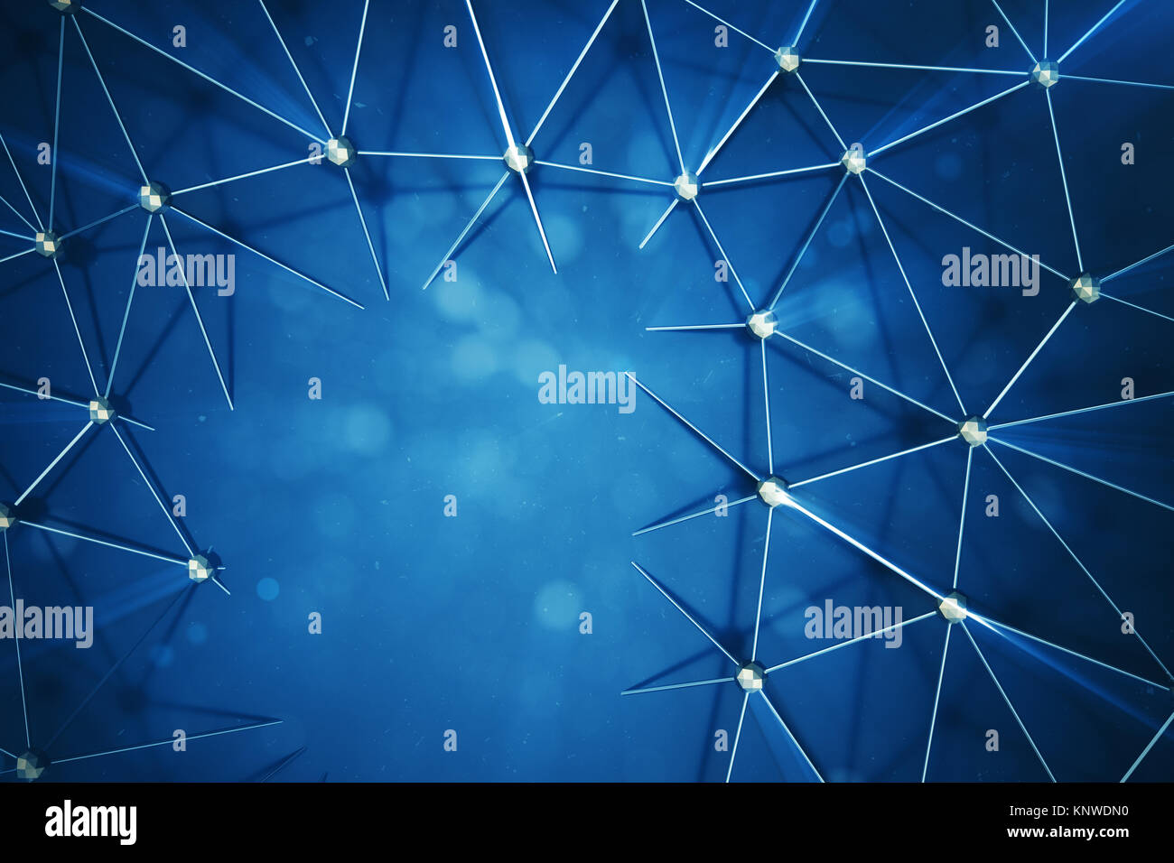3D illustrazione astratta connessione bacgkround punti e linee di tecnologia. Struttura di collegamento. La scienza dello sfondo. Futuristico sfondo poligonale Foto Stock