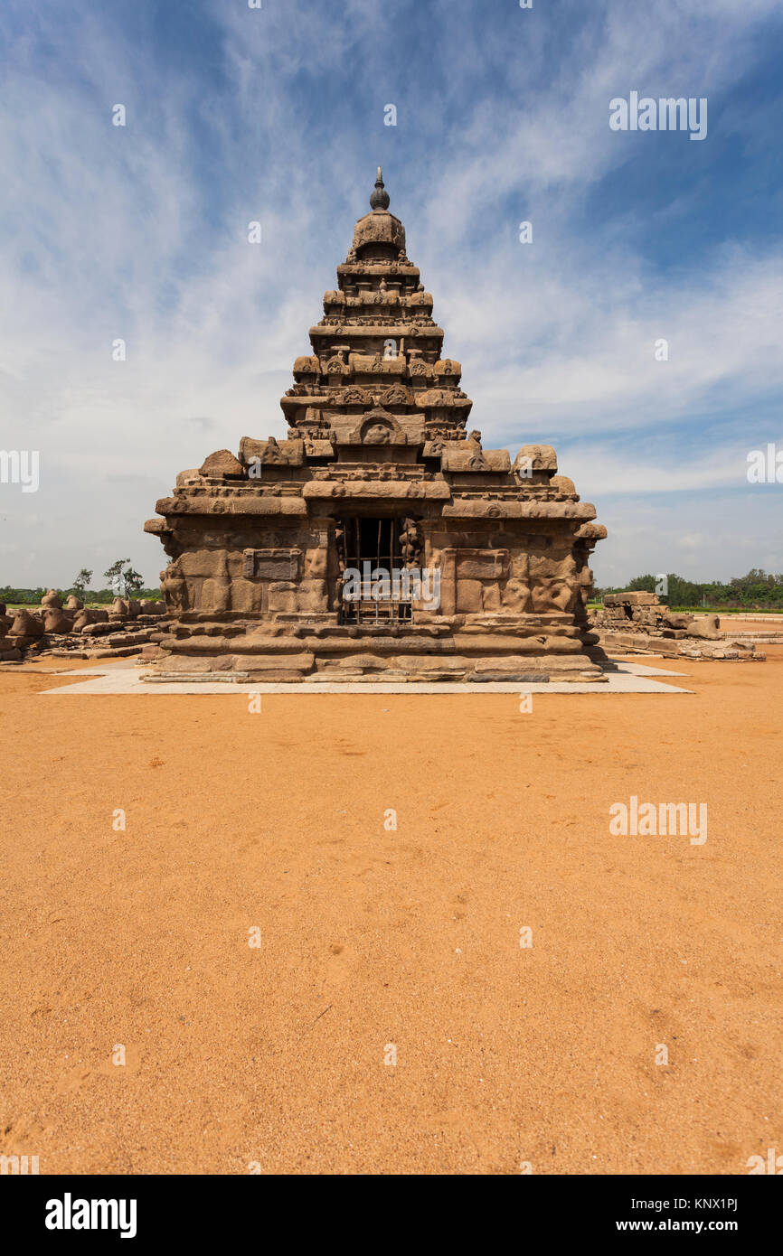 Asia, India, nello Stato del Tamil Nadu, Mamallapuram, Shore Temple Foto Stock