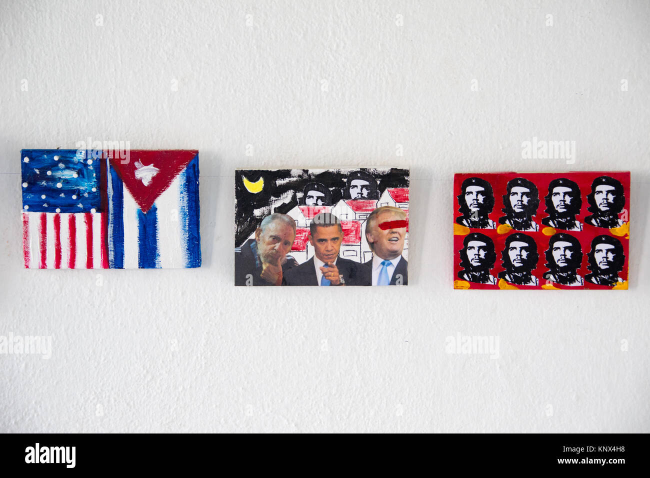 Politica contemporanea arte dipinti in una galleria a Cienfuegos, Cuba Foto Stock