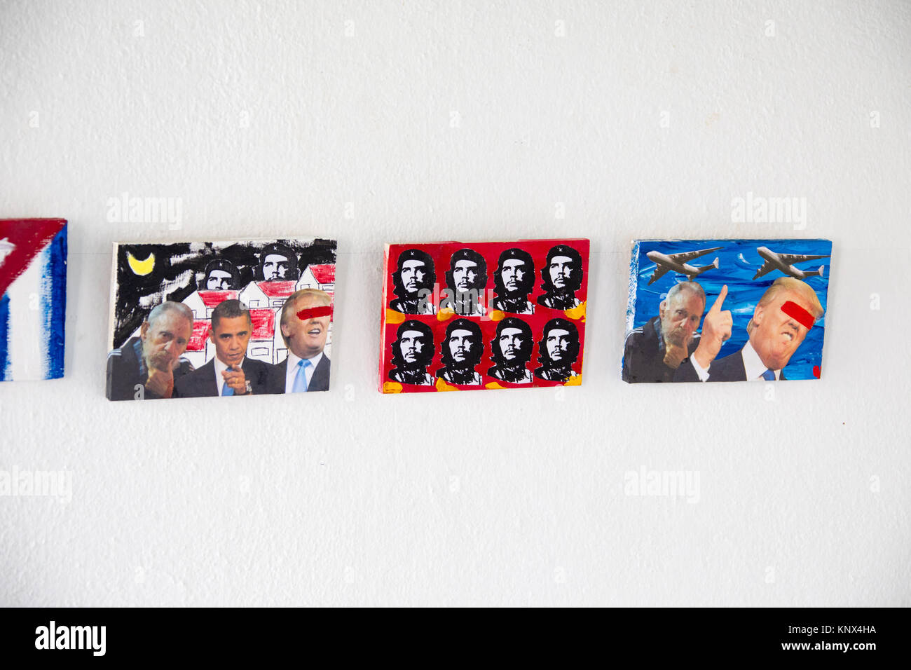 Politica contemporanea arte dipinti in una galleria a Cienfuegos, Cuba Foto Stock