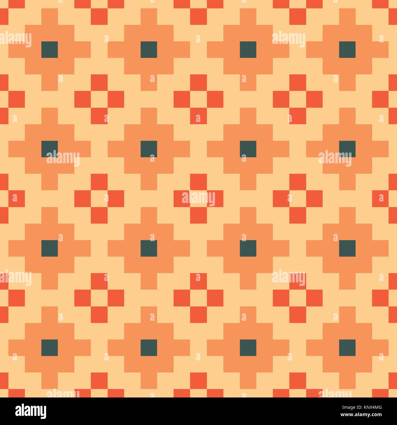 Vettore geometrico seamless pattern. Vintage sfondo astratto con fiori. Mosaico. Illustrazione Vettoriale