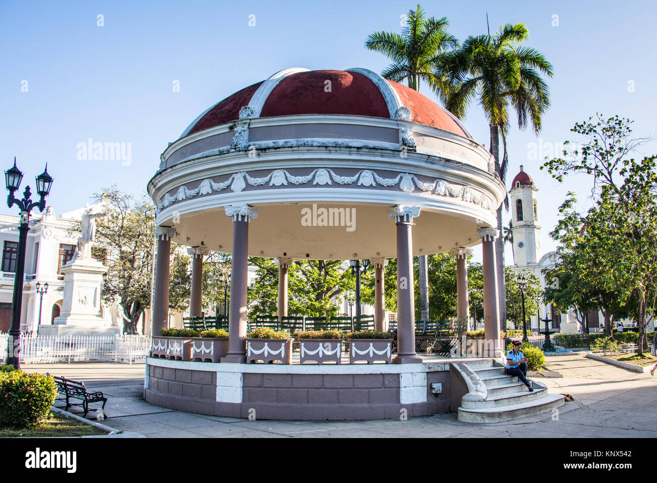 Il padiglione, Parque Jose Marti, il centro storico di Cienfuegos, Cuba Foto Stock