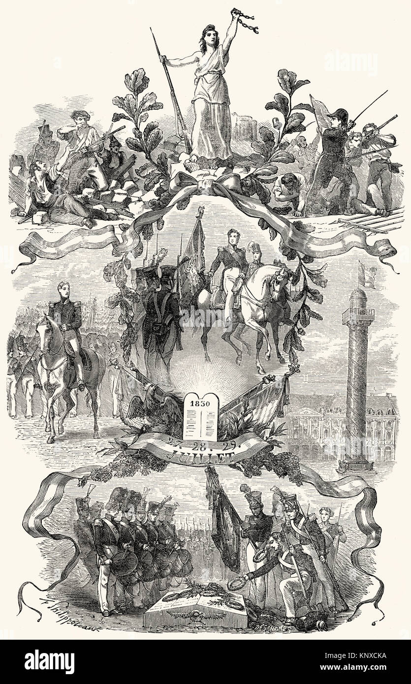 Rivoluzione francese del 1830, luglio Rivoluzione, Parigi Foto Stock