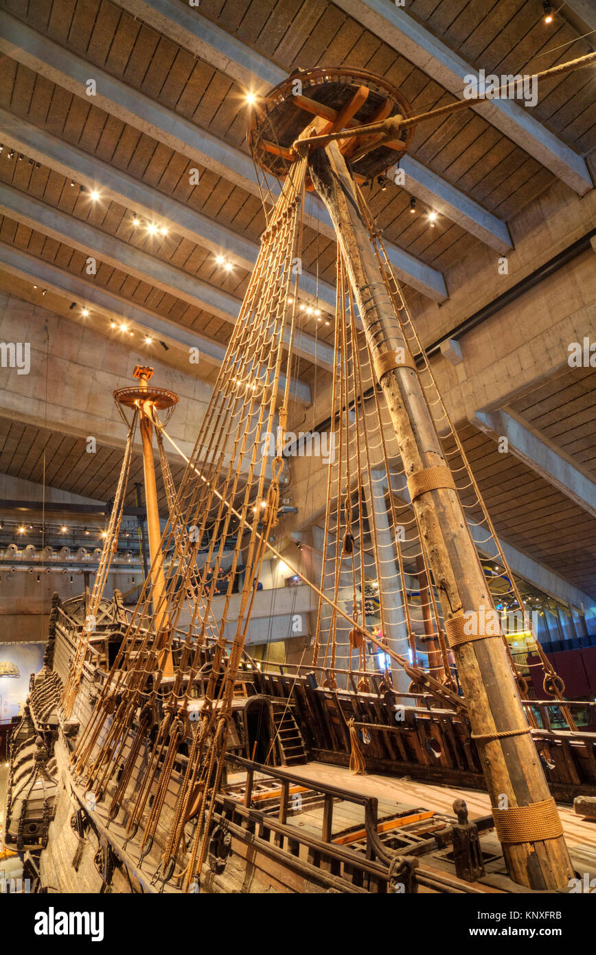 Il XVII secolo, nave da guerra Vasa Maritime Museum (Vasamseet), Isola Djurgarden, Stoccolma, Svezia Foto Stock