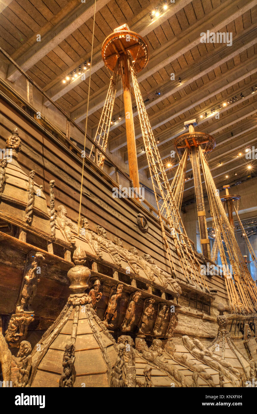 Il XVII secolo, nave da guerra Vasa Maritime Museum (Vasamseet), Isola Djurgarden, Stoccolma, Svezia Foto Stock