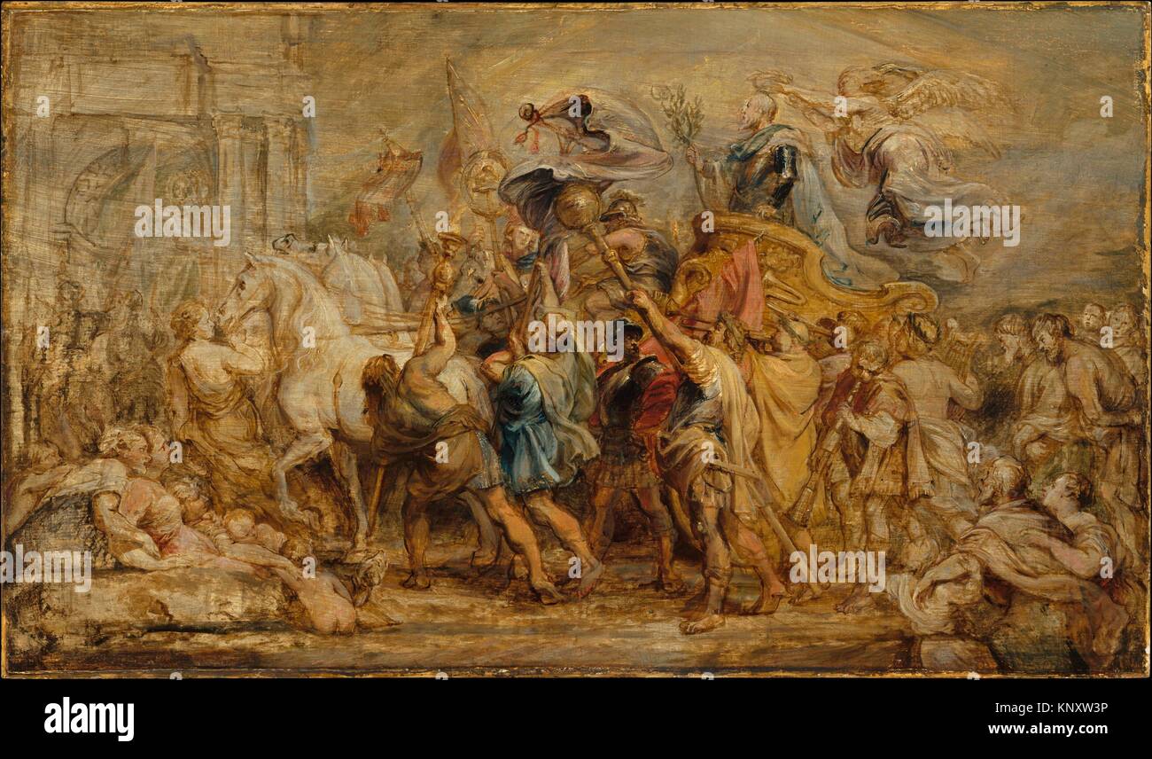 Il Trionfo di Enrico IV. Artista: Peter Paul Rubens (fiammingo, Siegen 1577-1640 Anversa); data: ca. 1630; mezzo: Olio su legno; Dimensioni: 19 1/2 x 32 Foto Stock