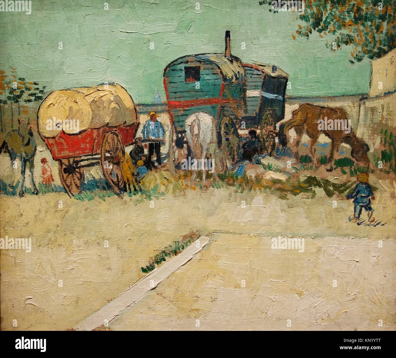 Les roulottes, campement de bohemiens aux dintorni d'Arles. 1888. Vincent Van Gogh. Il Museo d' Orsay. Parigi. La Francia. L'Europa. Foto Stock