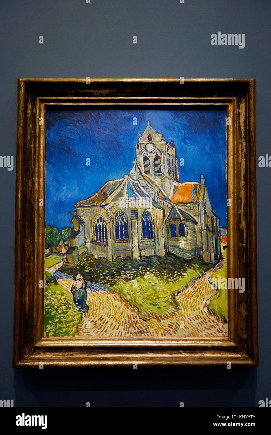 .La chiesa di Auvers-sur-Oise, vista dall'abside, 1890.Vincent Van Gogh. Il Museo d' Orsay. Parigi. La Francia. L'Europa. Foto Stock