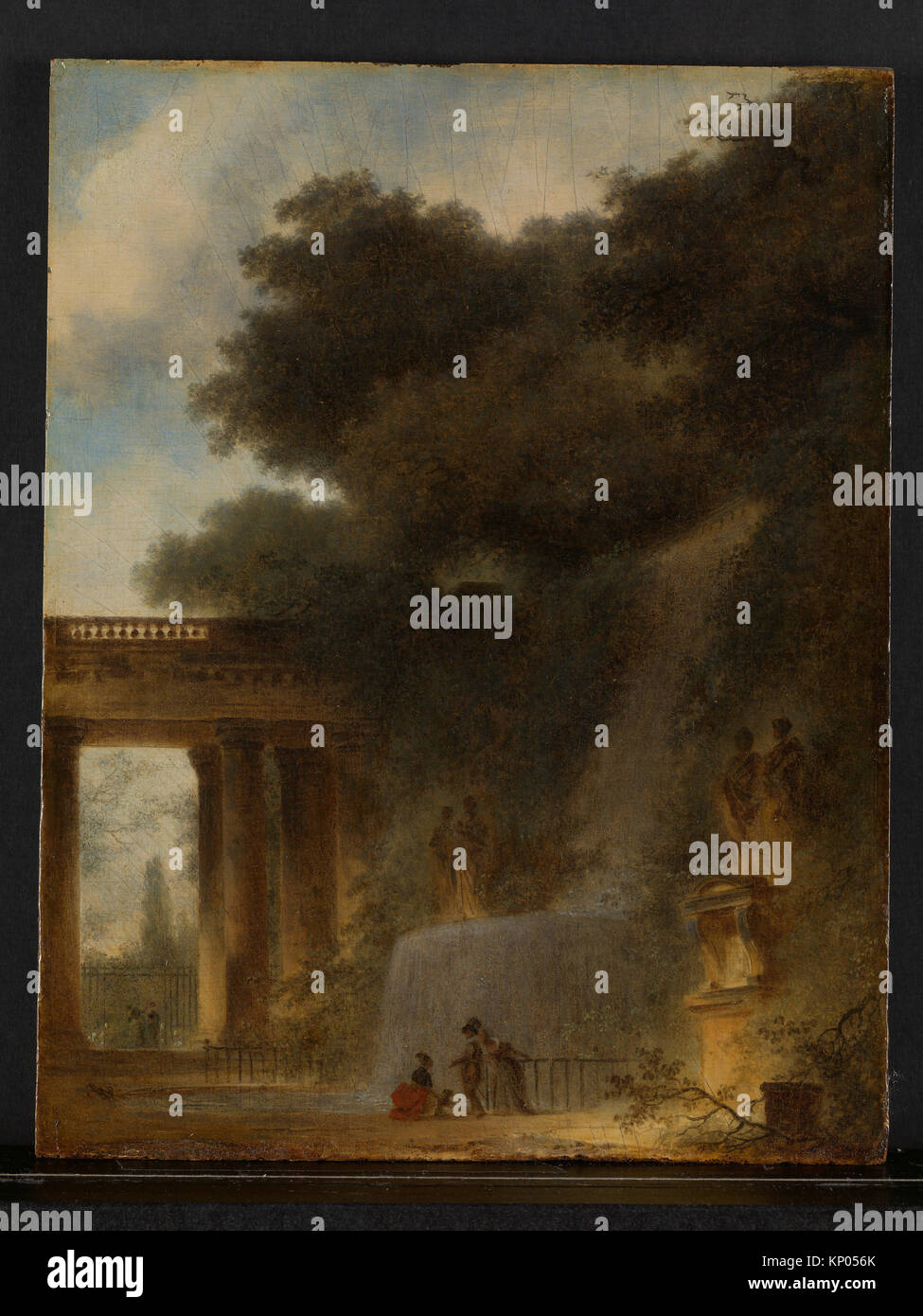 La Cascata. Artista: Jean Honoré Fragonard (francese, Grasse 1732-1806 Parigi); data: ca. 1775; mezzo: Olio su legno; Dimensioni: 11 1/2 x 9 1/2 in. Foto Stock