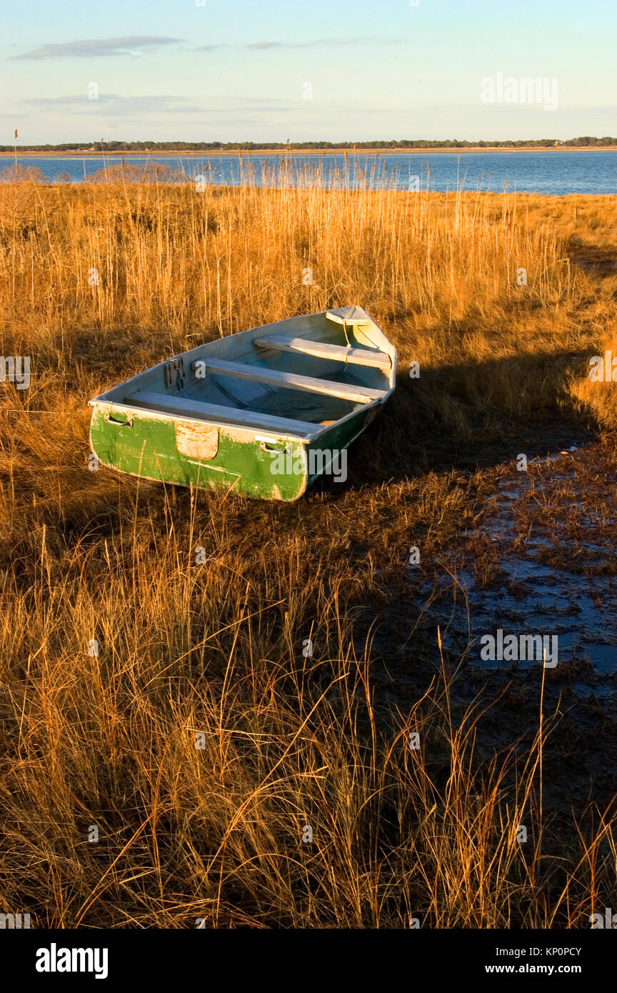 Più valuesAn barca abbandonata nella Grande Palude di Barnstable (MA) su Cape Cod Foto Stock