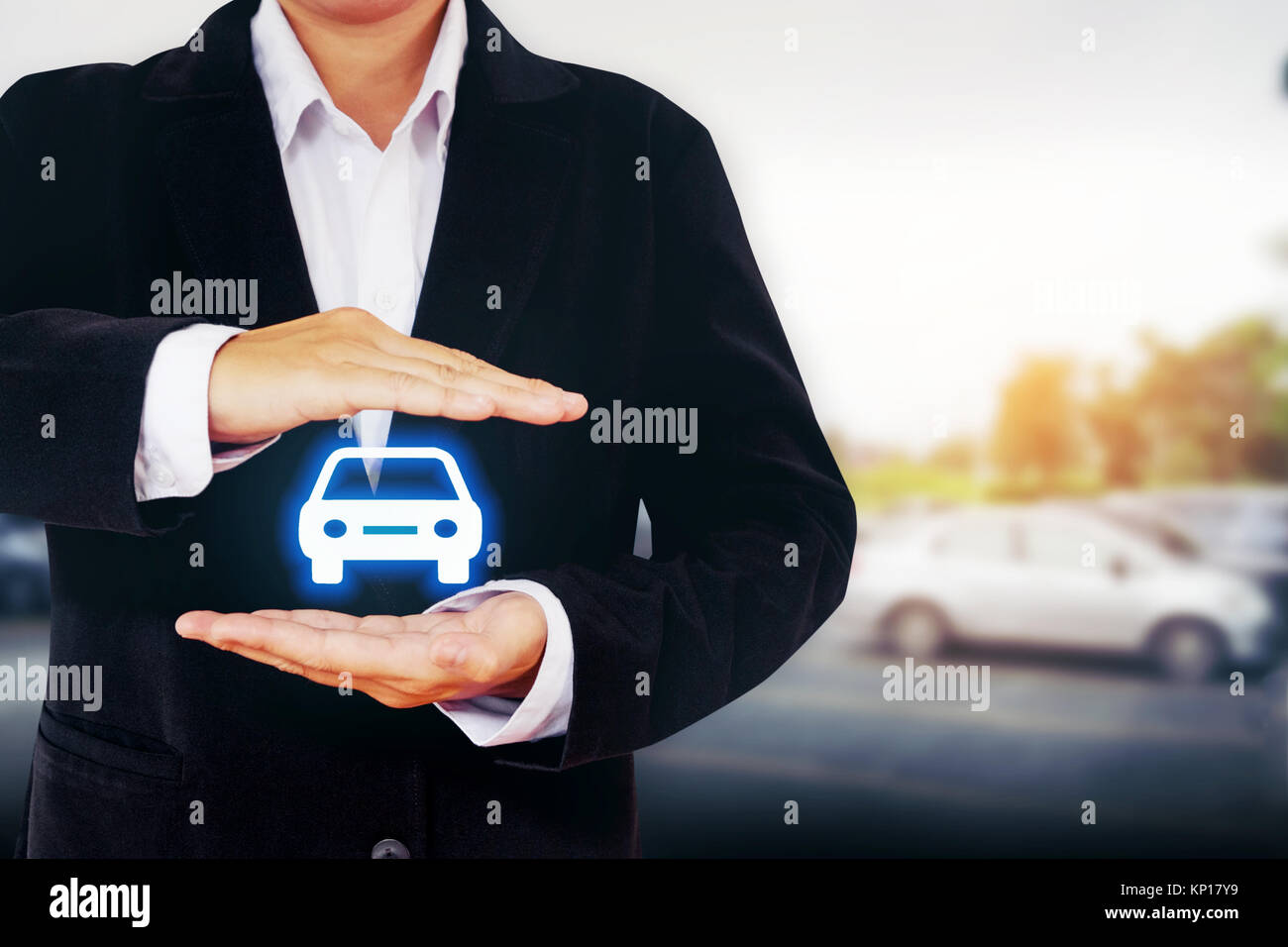 Protezione della vettura (automobile) assicurazione e la rinuncia a danni da collisione concetti Foto Stock