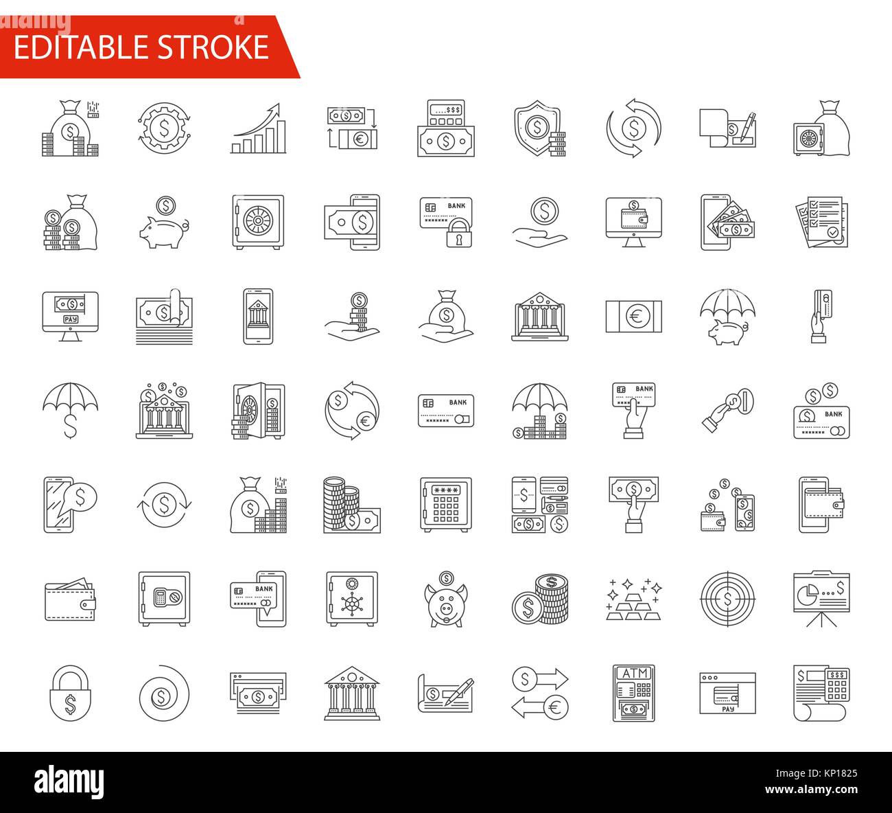 Vettore bancario set di icone Illustrazione Vettoriale