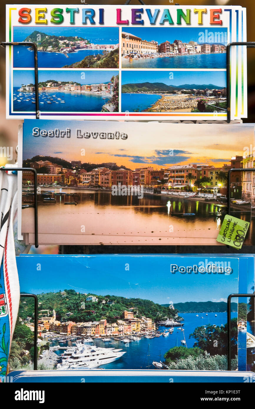 Cartoline di Sestri Levante, Liguria, Italia Foto Stock
