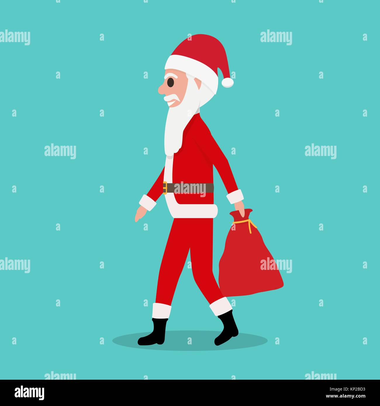 Cartoon Santa Claus giostre con sacco vuoto doni Illustrazione Vettoriale