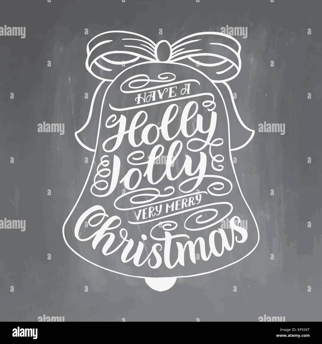 Hanno un holly jolly molto buon Natale. Scritte a mano di biglietto di auguri di Natale con Jingle Bells telaio. Vintage design tipografia. Illustratio vettore Illustrazione Vettoriale