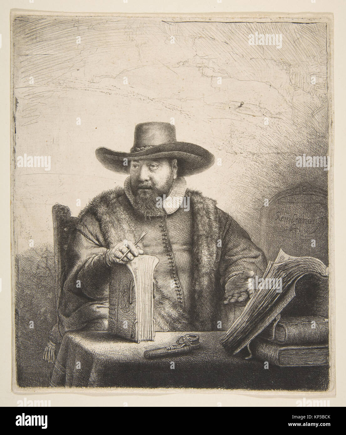 Ritratto di Cornelis Claesz Anslo, un predicatore mennonita olandese del XVII secolo, che lo raffigura in un abbigliamento formale, caratteristico di figure religiose d'epoca e ritrattistica olandese del secolo d'oro. Foto Stock