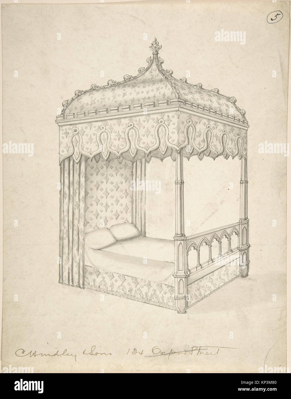 Design per un letto in stile gotico con tettoia incontrato DP804463 367320 Foto Stock