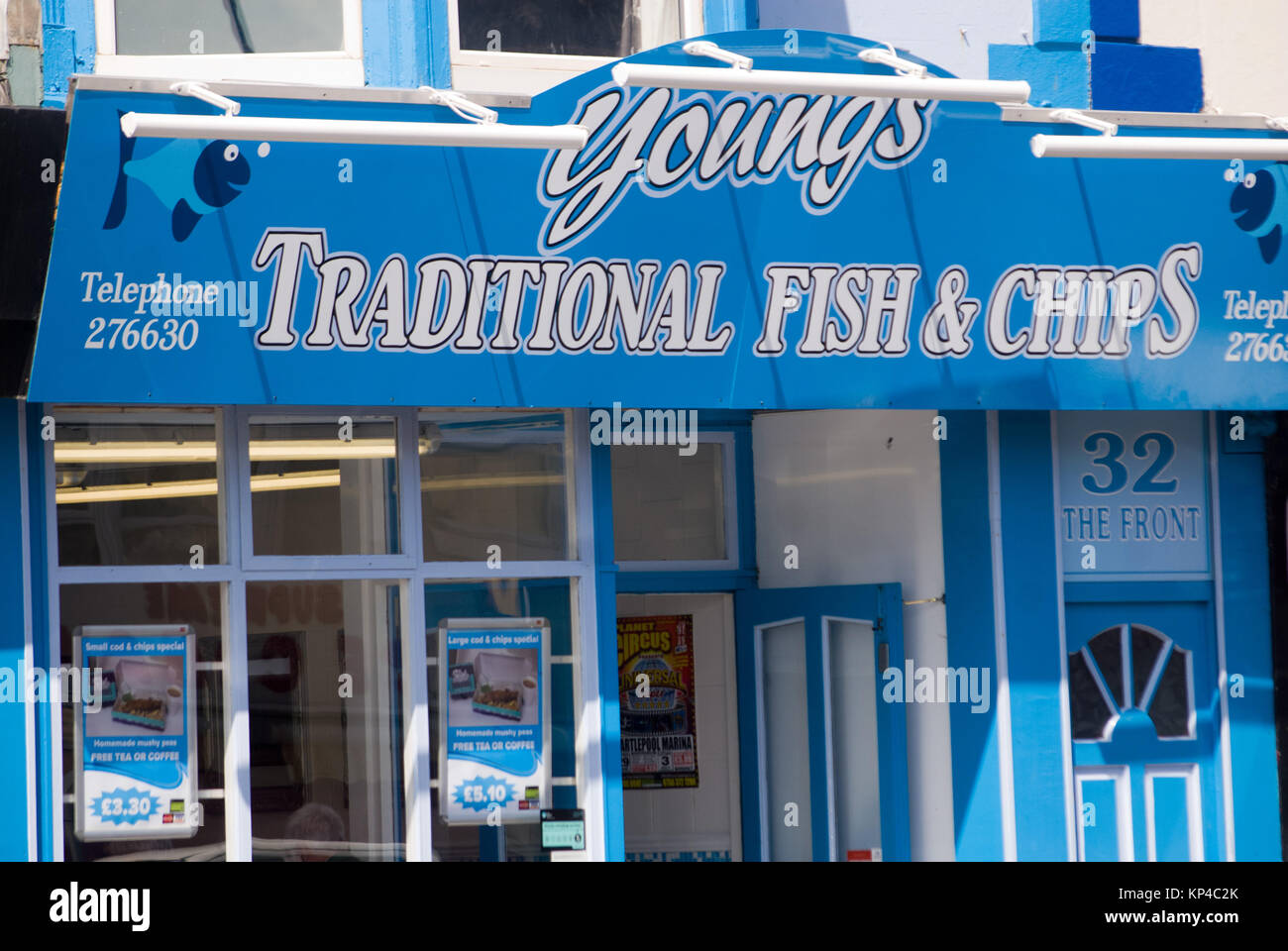 Youngs il tradizionale pesce e chip shop, Seaton Carew Foto Stock