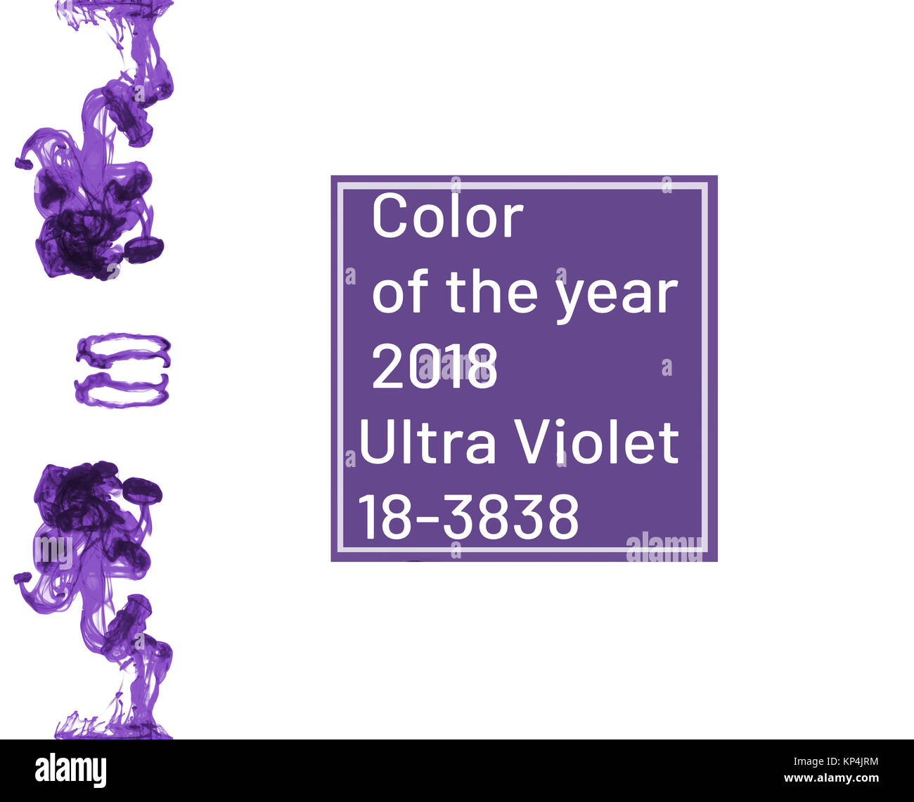 Caduta di colore in acqua fotografato in movimento. Nube di inchiostro colorato in acqua isolato su bianco. Abstract background. Ultra Violet color dell'anno Foto Stock